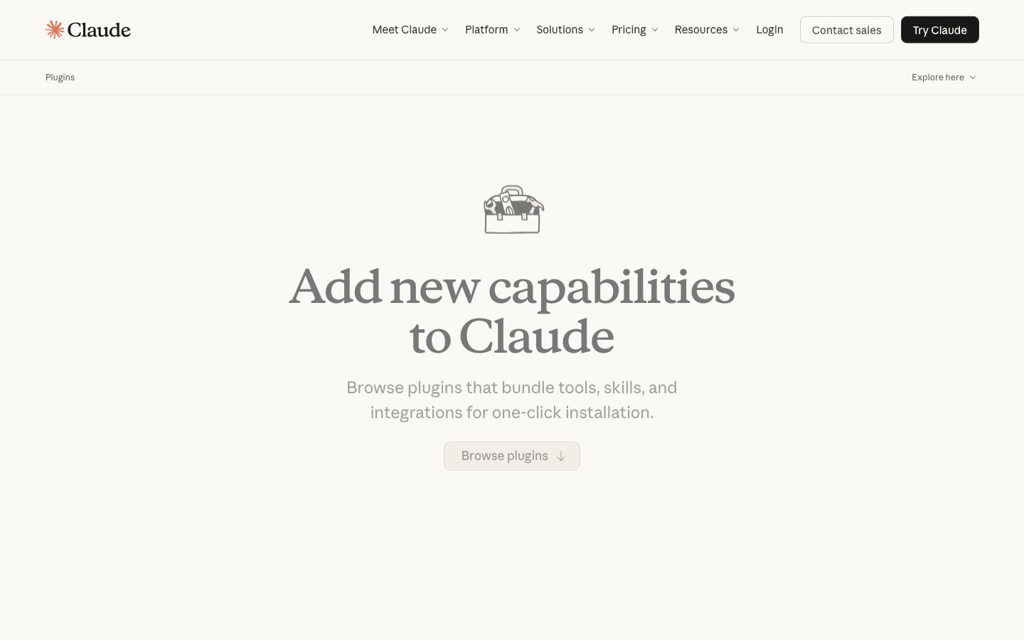 La page des plugins Claude : ajouter de nouvelles capacités en un clic